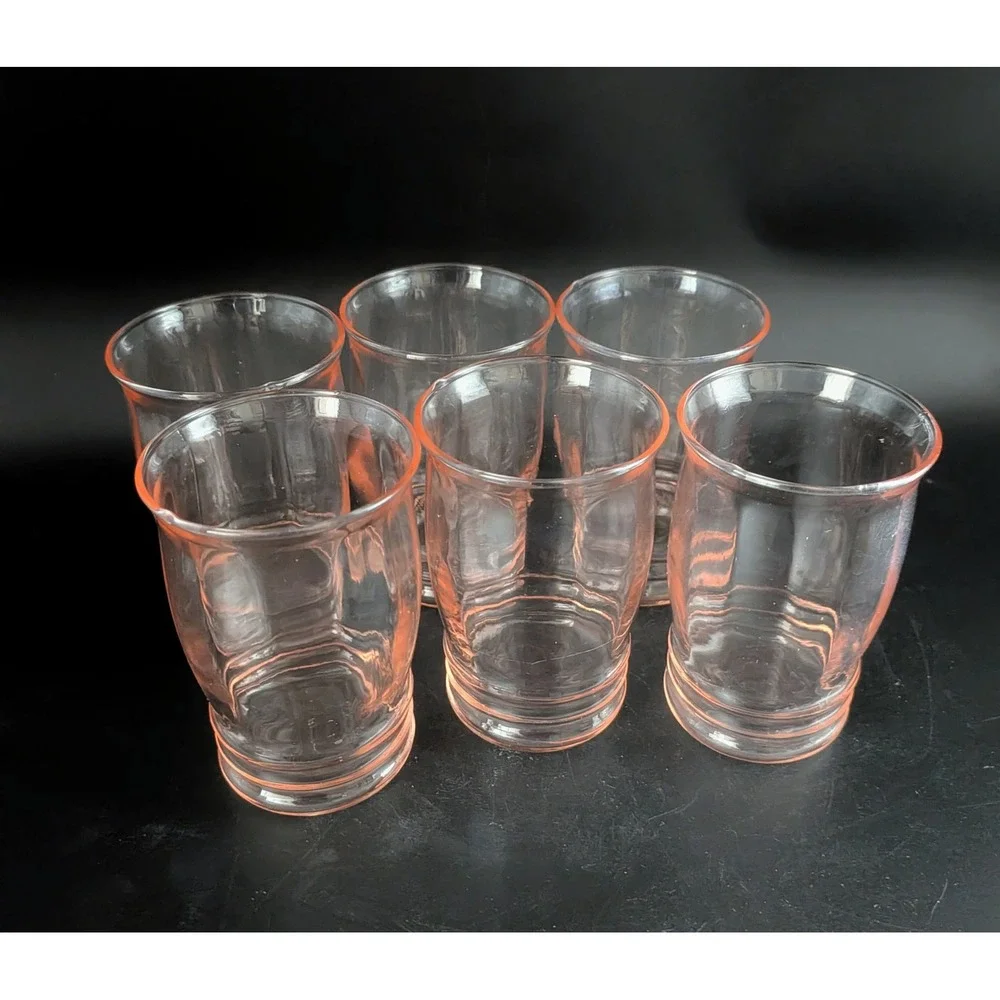 Vintage Macbeth-Evans Pink Depression Juice Glasses Set of 6